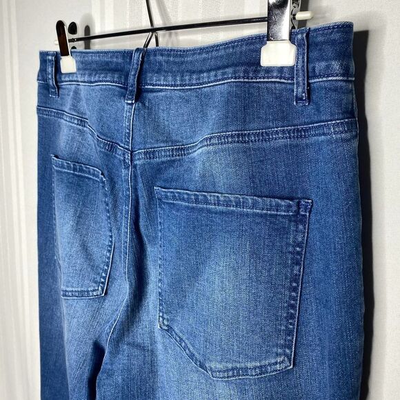 Girls With Curves Distressed High Rise Straight Leg Ripped Jeans 10T Tall Blue - Picture 7 of 9